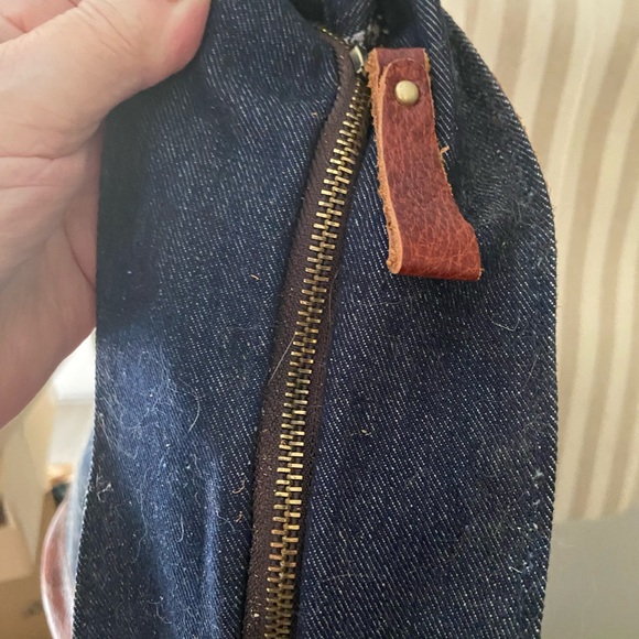 Distressed Denim and Leather Extra Large Backpack/Shoulder Bag main image 10